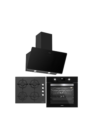 Silverline S2-BO6502B02 + CS5700C6B01 3457 Soho Siyah Ankastre Set