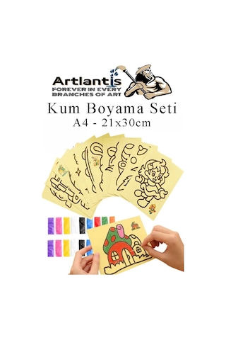 Kum Boyama Seti 1 Adet 20x30 Cm A4 Boyutunda Büyük Boy Kaliteli Kum Boyama Çalışması Tuz Boyama Etkinlik