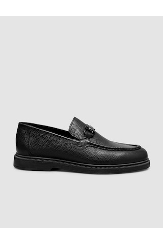 Vesamo Cabani Hakiki Deri Siyah Erkek Loafer Ayakkabı