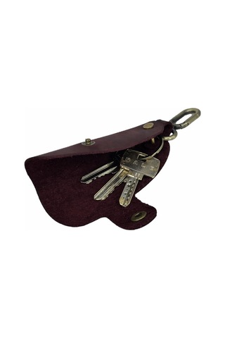 Hakiki Deri Slim Anahtarlık Crazy Bordo