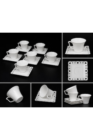Corcuhome Porselen 6 Kişilik Çay Fincan Takımı 200 Ml Beyaz