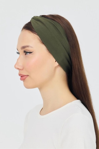 Butik Çapraz Bağlamalı Kadın Bandana Saç Bandı, Kaymaz Yumuşak Esnek%100 Pamuklu Penye - Tek Ebat / Haki Haki