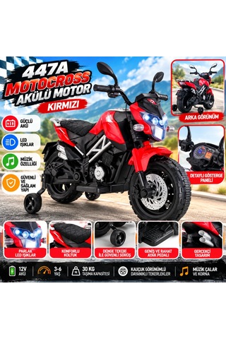 447a Motocross Akülü Motor Kırmızı