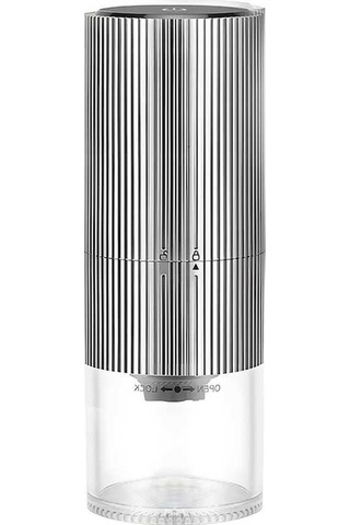 Createtech Taşınabilir Elektrikli Burr Kahve Öğütücü Type-c Şarj Paslanmaz Çelik Çekirdek Kablosuz Led Dokunmatik Ekran Otomatik Gümüş Gümüş