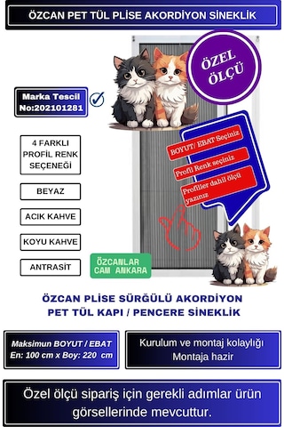 Özcan Kedi Sinekliği Pilise Pileli Sürgü Beyaz