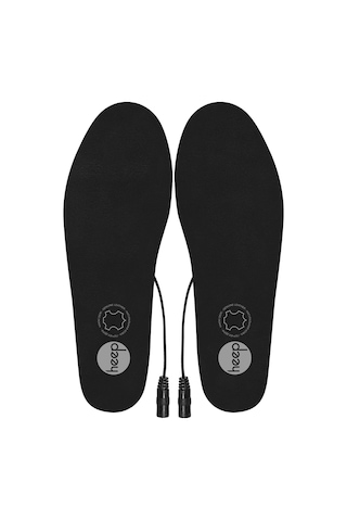 Elektrikli Taşınabilir Kablolu 35-45 Numara Deri Siyah Isıtıcılı Ayakkabı Tabanlığı Siyah