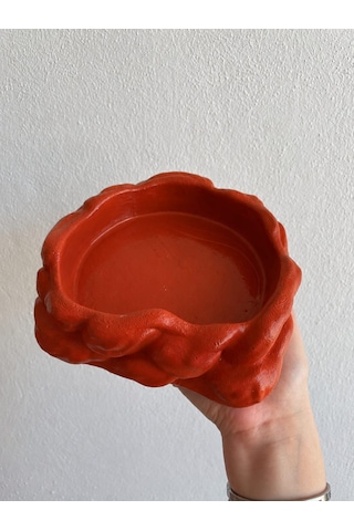 Eko Form Model Beton Kedi Köpek Mama Ve Su Kabı 16cm 16cm 5.5cm - Kiremit