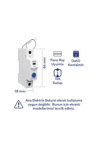 Tomzn Akıllı Voltaj Ve Akım Koruma Rölesi, Sıcaklık Korumalı Wifi Smartlife Tuya 63a - Tek Kutup