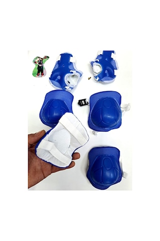 Çocuk Diz Dirsek El Koruyucu Set Güvenlik Aksesuarları Dizlik Dirseklik El Koruma 4-12 Yaş 29x19 Mavi - 745018621 Mavi