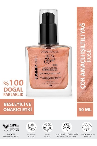 Bade Natural Rose Bitkisel Skualan İçerikli Çok Amaçlı Nemlendirici﻿﻿ Işıltılı Yağ 50 ML
