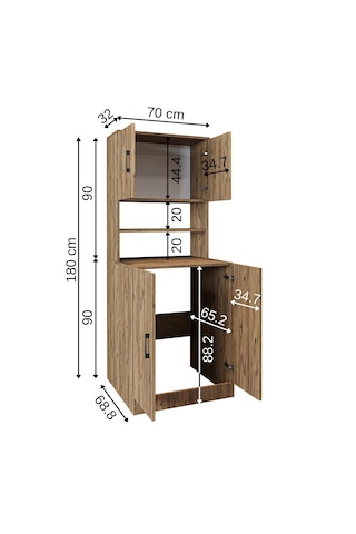 Çamaşır-kurutma Makinesi Dolabı Kapaklı Banyo Dolabı.55 Atlantik Çam