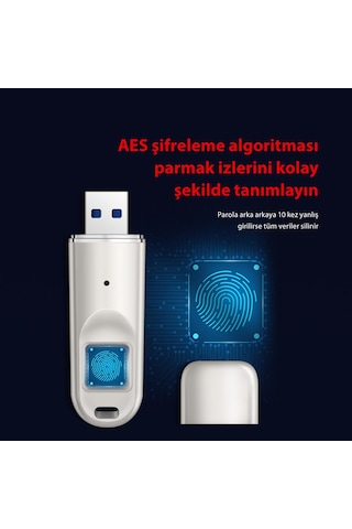 DM FD069 Parmak İzi Okuyuculu Şifreli USB 3.0 64GB Flash Bellek