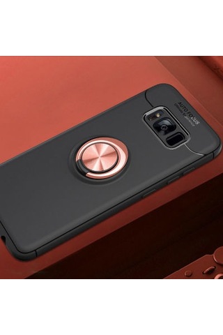 Samsung Galaxy Uyumlu S8 Plus Kılıf Yüzüğü Stant Ve Araç Tutucu Olabilen Şık Esnek Premium Silikon Kapak Ryc/ravel Siyah - Rose Gold