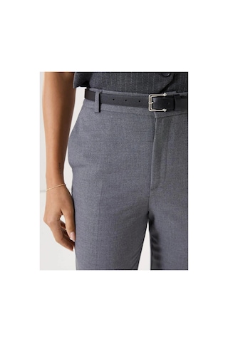 LC Waikiki Lcw Vision Gri Beli Kemerli Havuç Kesim Kadın Pantolon Grey Melange