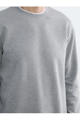 Lcw Vision Gri Bisiklet Yaka Erkek Kalın Sweatshirt