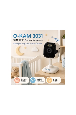 3031 3Mp Wifi Bebek Kamerası Ses Kayıtlı, Kolay Kurulum - Beyaz