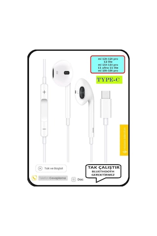 Xiaomi Mi 12t 12 Pro 12 Lite Mi 11t Pro Ultra 10t Pro Kulaklık Type C Kablolu Kulaklık Tak Çalıştır