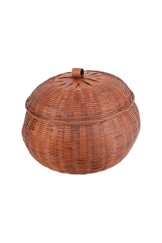 Suntek El Dokuma Balkabağı FYuvarlak Rattan Saklama Kutusu