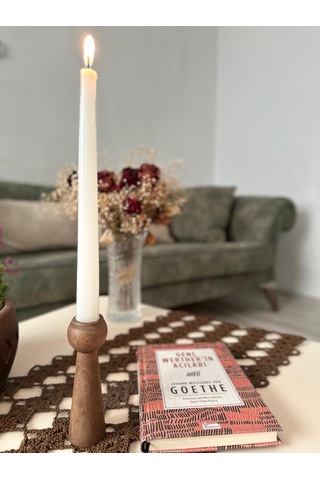 Sammwood Doğal Ahşap Şamdan Mumluk Kayın Ağacından Tekli