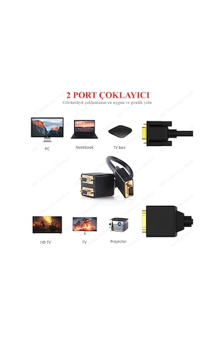 BK Teknoloji 2 Port Vga Çoklayıcı Vga Y Kablo - Vga Splitter Kablo