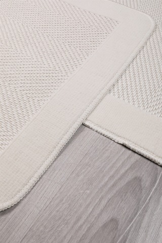 My Evilla Sisal Vektör Kaymaz Tabanlı Kolay Silinebilir 2li Beyaz Banyo Paspas Seti 60x100-50x60