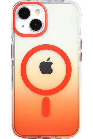 Apple Uyumlu iPhone 13 Kılıf Kablosuz Şarj Özellikli Şeffaf Transparan Renk Geçişli Toros Kapak Turuncu