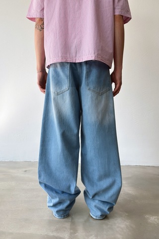 Flaw Çizgili Eskitme Model Baggy Jean-29012 Buz Mavi