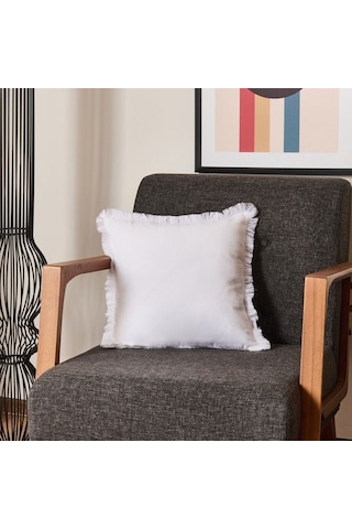 Evidea Soft Ethnic Saçak Detaylı Kırlent - Beyaz - 40x40 Cm Beyaz