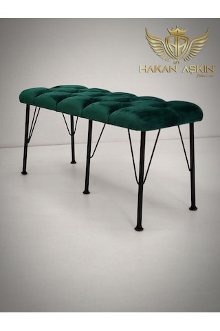 By Hakan Aşkın Metal Ayaklı Babyface Puf & Bench Yeşil Baby Face Yeşil