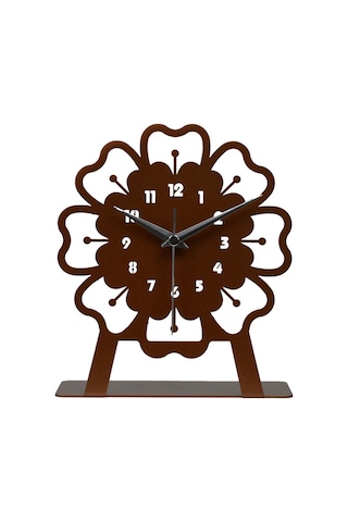 Mercan Model Metal Lazer Kesim Akar Sessiz Mekanizmalı Masa Saati Bakır