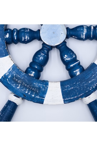 Ahşap Gemi Dümeni, 42 cm, Duvar Objesi, Dekoratif Hediye, Dümen