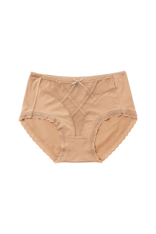 Unreal Underwear 3'lü Set Kadın Yüksek Bel Dantelli Toparlayıcı Külot Pamuklu Ve Rahat Bej