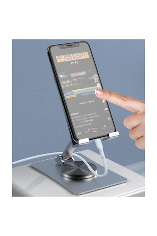 Metal Katlanabilir Telefon Tutucu Tablet Standı 360 Derece Dönen