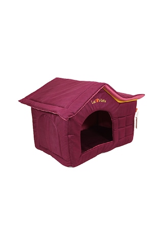 Lavista Çatılı Kedi ve Köpek Evi Mürdüm Kadife Iç Mekan