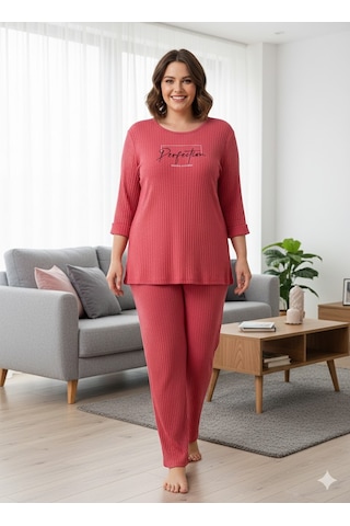 Kadın Büyük Beden Pijama Takımı Pembe