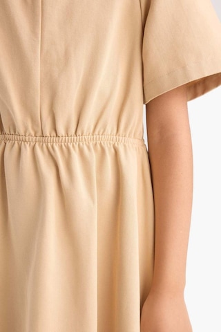 DeFacto Kız Çocuk Standart Fit V Yaka Gabardin Kısa Kollu Elbise E2645A825SMBG388 Bej
