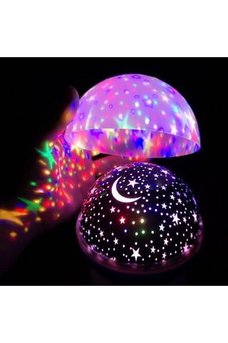 Çocuklar İçin Gece Lambası / Projektör - Yıldızlı Pembe Lamba