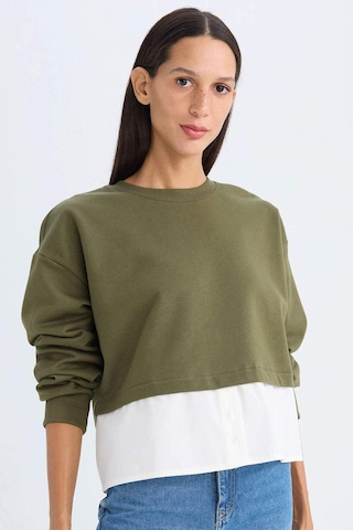 DeFacto Relax Fit Bisiklet Yaka Etek Ucu Detaylı Basic Düz Sweatshirt D5620AX24AUKH447