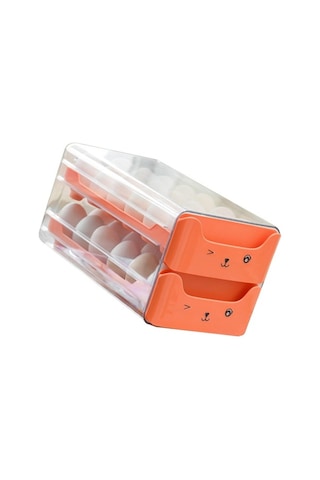 Pazly Çift Katmanlı Şeffaf Yumurta Çekmecesi Uzatma Bağımsız Yuva Turuncu Turuncu
