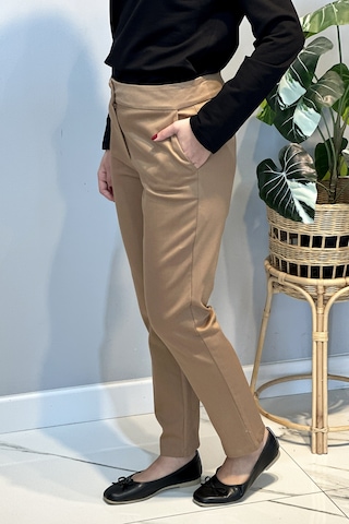 Lale Butik Bilek Boy Kumaş Pantolon 16032 Camel