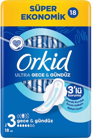 Orkid Ultra Gece Hijyenik Ped Gece 18'li