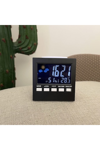 Gajeena Ev İçin Sıcaklık Nem Ölçer, Led Sesli Arka Işık, Renkli Ekran Takvim Ve Alarm Saat - Siyah 2159t Çok Renkli