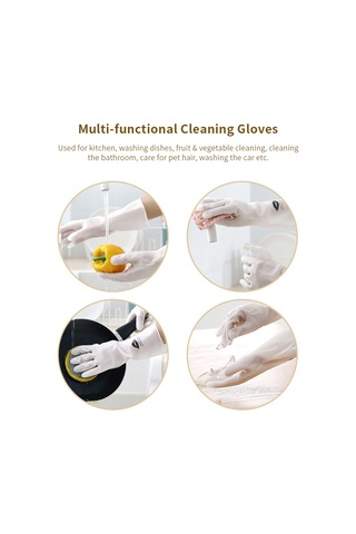 Monyee Ev Temizliği Eldiveni: Kalın Pvc, Kayganlık Önleyici, Bulaşık & Çamaşır İçin, Beyaz, S Bedeni