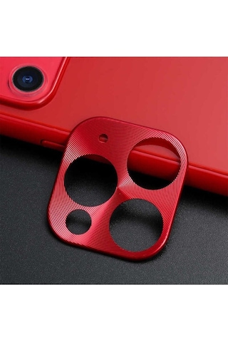 Apple Uyumlu iPhone 11 Pro Max Zore Metal Kamera Koruyucu Kırmızı