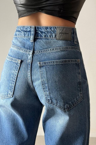 Lacarino 7650 Baggy Flare Kadın Jean Pantolon Blue