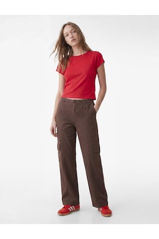 Koton Pamuklu Kısa Kollu Slim Fit Omzu Açık Tişört Kırmızı 6sal10790ık