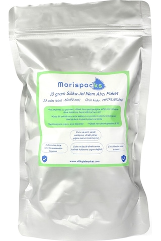 Marispacks 10 G X 25 Adet Silikajel Nem Alıcı Paket Nonwoven, Aluminyum Doypack Ambalajda
