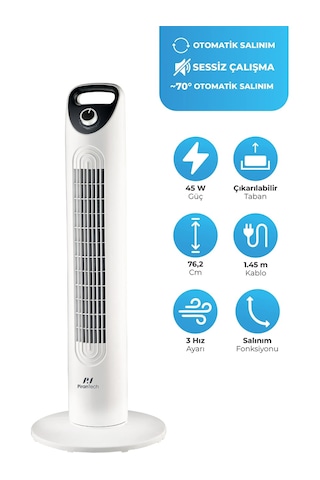 Pirantech Ev-30 Kule Tipi Vantilatör Sessiz Çalışma Şık Ve Modern Tasarım Ev Ve Ofis Kullanımı