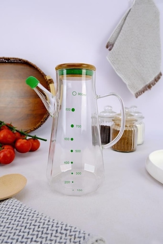 Digithome Borosilikat Cam Bambu Kapaklı Yağlık Ve Sirkelik Şişesi Yağdanlık 900 Ml Thn75985 C1-1-18