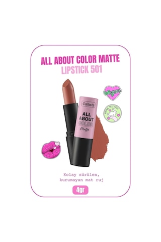 Callista All About Color Matte Lipstick Nemlendirici Mat Ruj - 501 Our Juliet - Nude